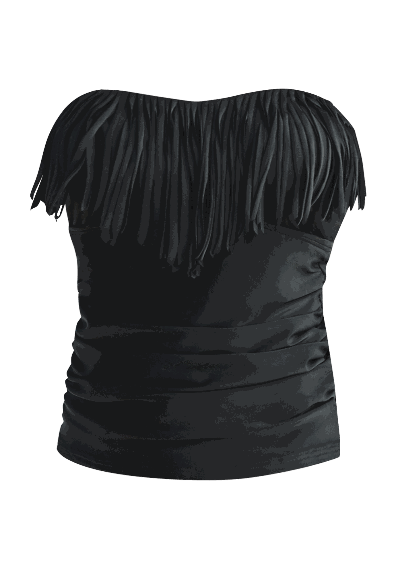 Flattering Fringe Bandeau Tankini Top Black Swimsuits For All